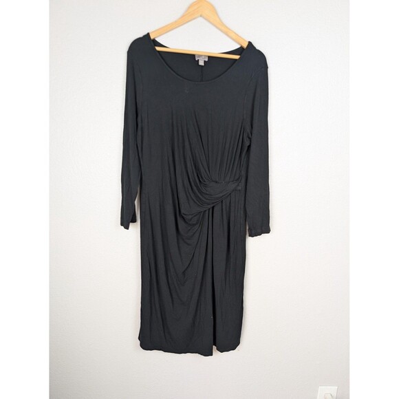 J. Jill Dresses & Skirts - J Jill Wearever Collection‎ Dress Womens Large Black Stretch Drape Knot Midi